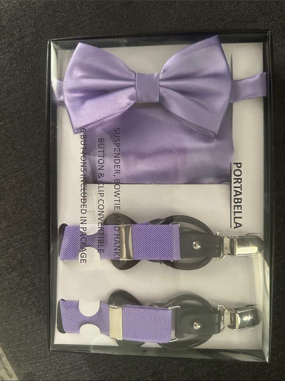Portabella Lavender Bow Tie and Suspenders Set for Men